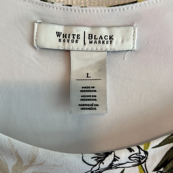 WHBM tank with spaghetti straps. White with black, pink, peach, greens - Picture 3 of 5